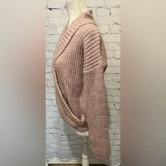 Urban Outfitters Kimchi Blue Light Pink Wrap Sweater Sz Medium - Picture 2 of 5